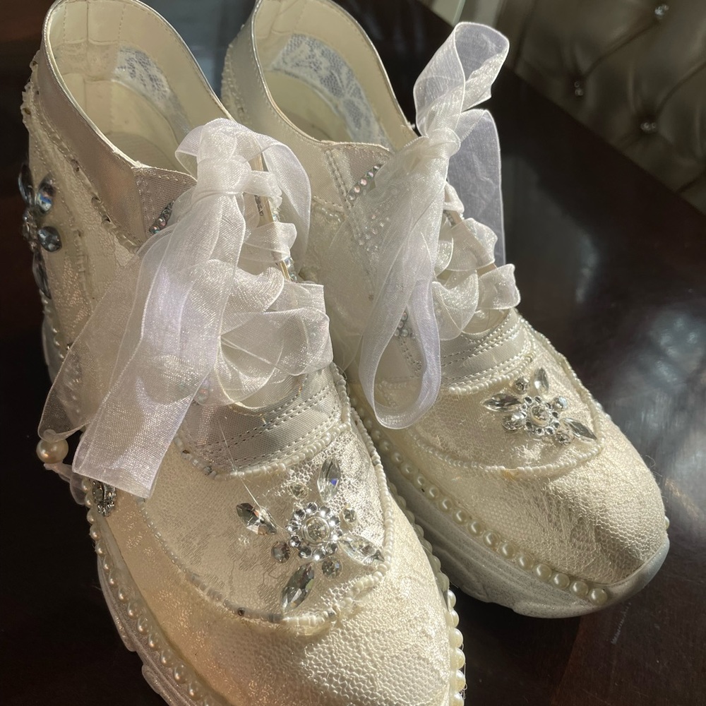 Embellished Platform Shoes, Bridal Wedding Sneakers, View 4